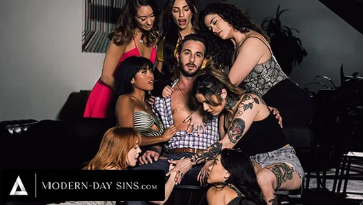 Modern Day Sins - Sex Addicts Ember Snow & Madi Collins Reverse Gangbang Their Support Group Leader