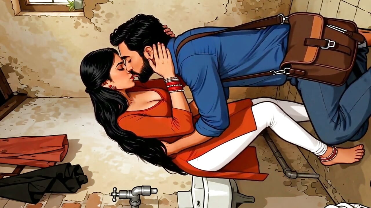 India mujer sexo secreto con fontanero cuarto de baño dibujos animados ai