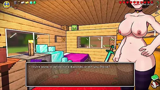 HornyCraft Minecraft Parody Jenny Gives Sloppy Deepthroat Blowjob to Futanari Alex