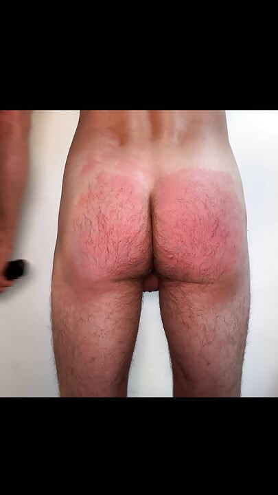 Hard Self Spanking On Hairy Ass While Wearing Chastity Cage