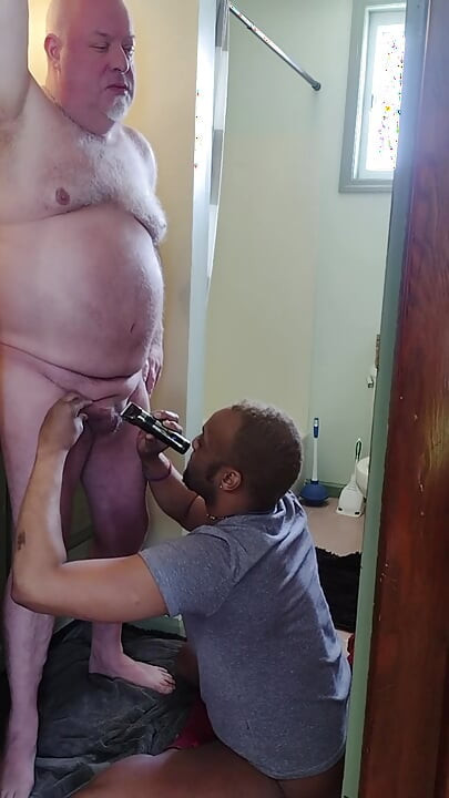 Shaved and Sucked! Bear Gets Shaved by BBC Then Sucked off!!