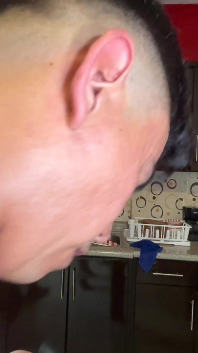 Roommate Sees Me Gets Horny and Fucks Me in the Kitchen