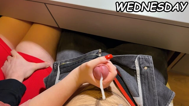 SCHOOLGIRL Handjob in Math Class Under The Table Again. (At School)