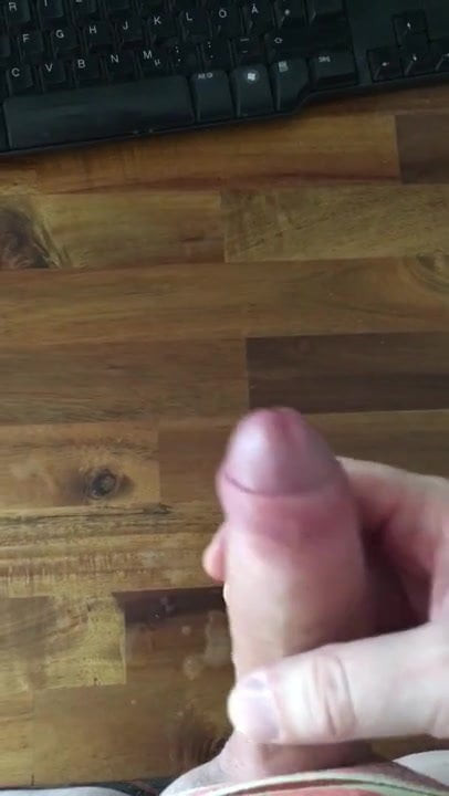 Jerking my uncut dick and cumming