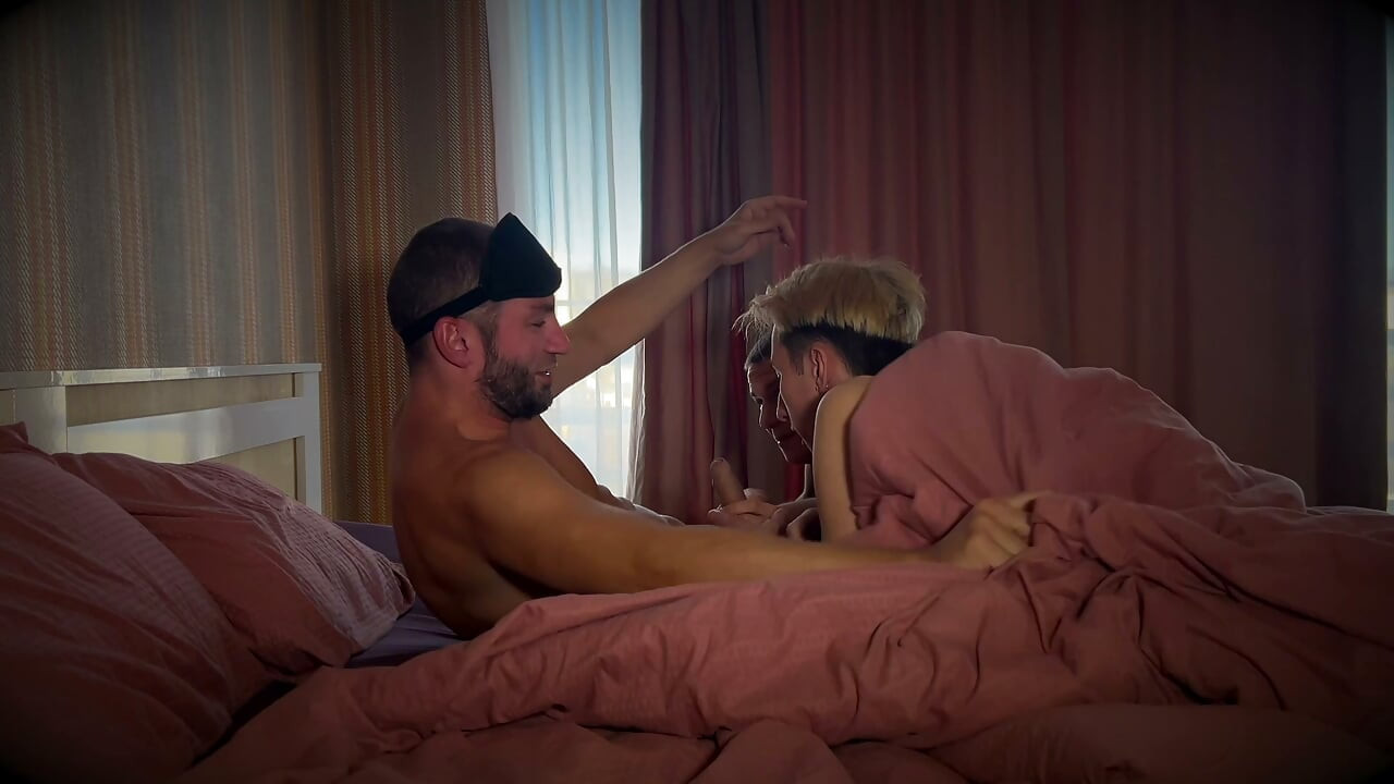 Two twinks woke Daddy up with a juicy blowjob and got royally screwed in return.
