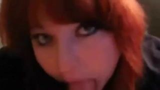 Redhead Sucks Cock And Strokes It Off On Her Big Tits