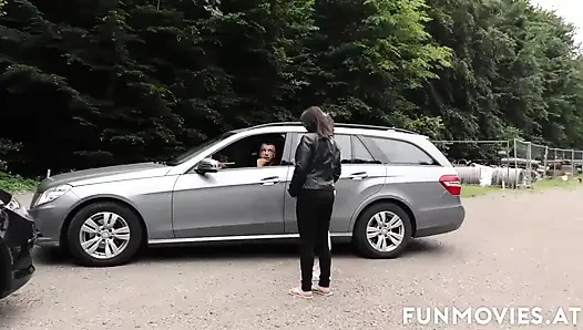 Mature brunettes gets pounded outdoors