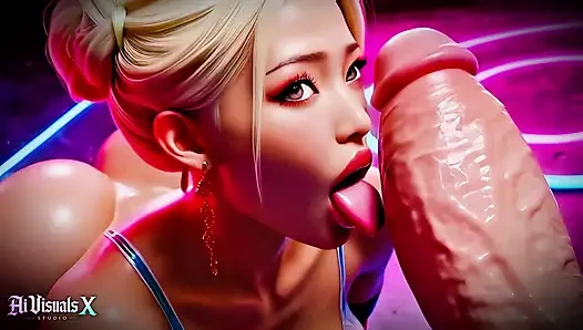 Азиатка - толстые корейцы - трах сисек и межрасовый минет - порно (ЗВУК ASMR) (4K AI сгенерированное)