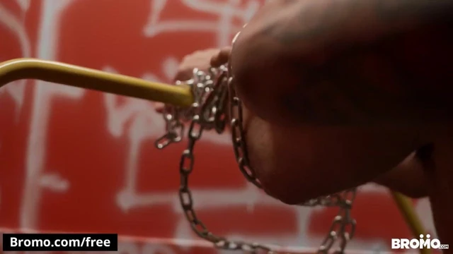 Man get himself two dick while on chained - Bromo