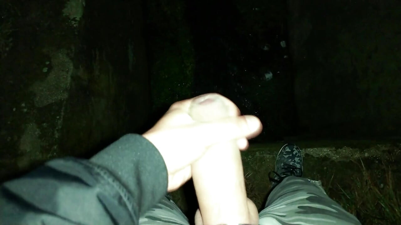 Night Cumshot to the River Canal - Wearing Camo Pants