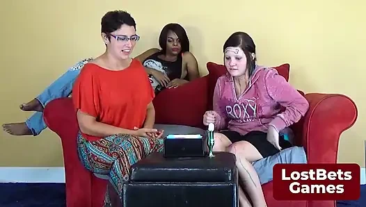 Each girl took her turn stripping in a Earth and Fire game