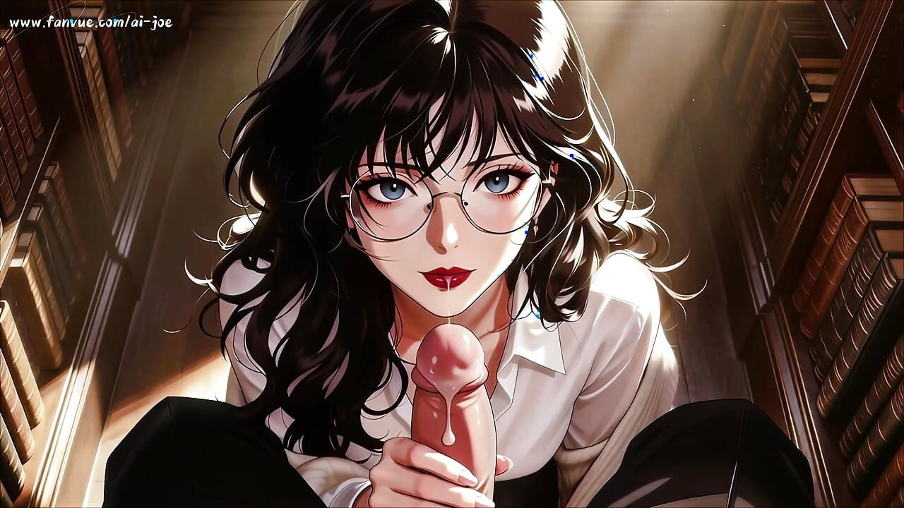 『Glasses Beautiful Woman』、図書館でのプライベートスタディセッション。超魅力的です。AI生成