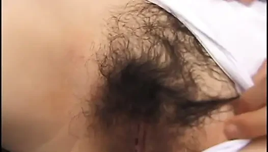 Asian slut's hairy pussy is combed and fucked