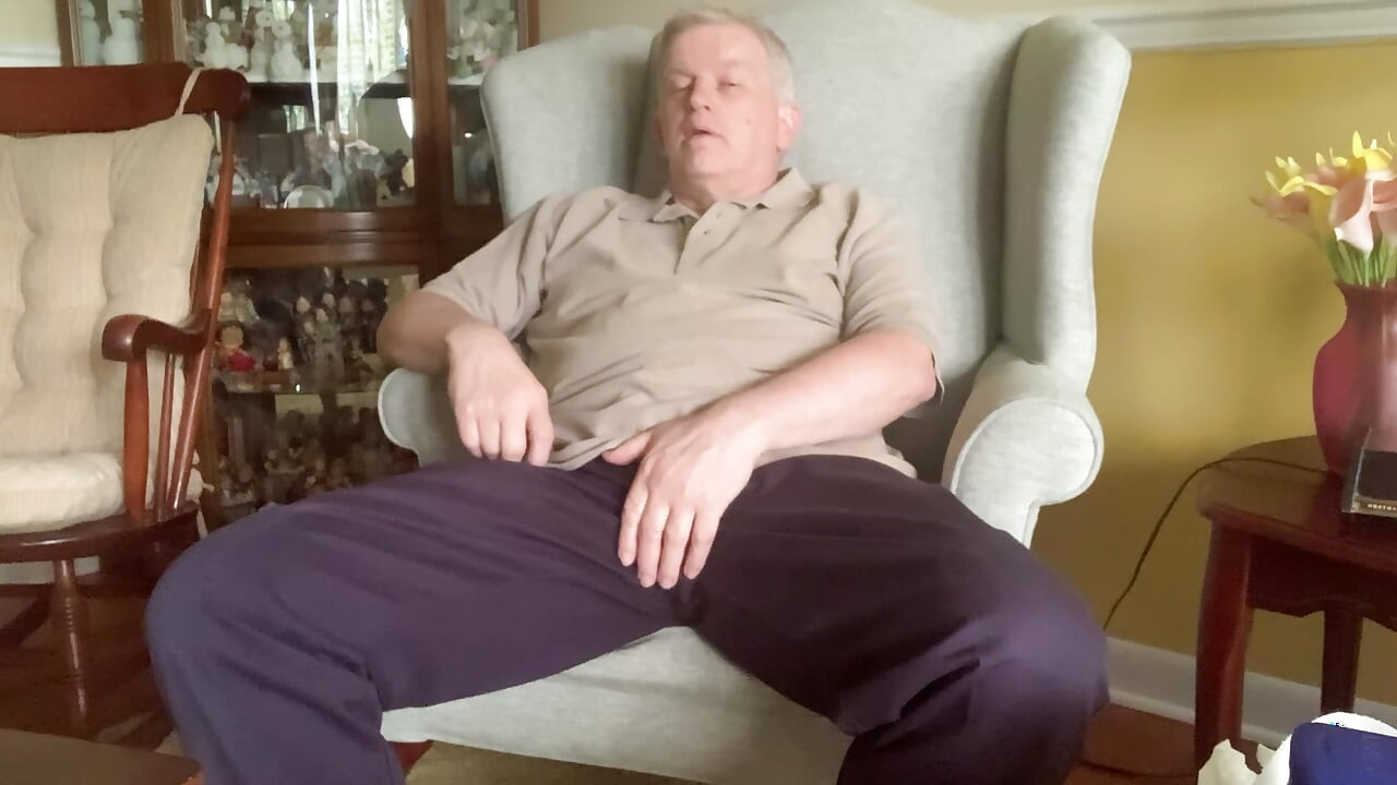 Horny daddy masturbating naked