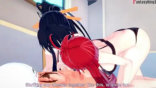 Akeno and Rias Surprise me whit a double blowjob - DXD NTR Madness Series