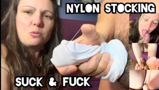 Nylon Stocking Cock Fucks Wet Pussy & Cumshot
