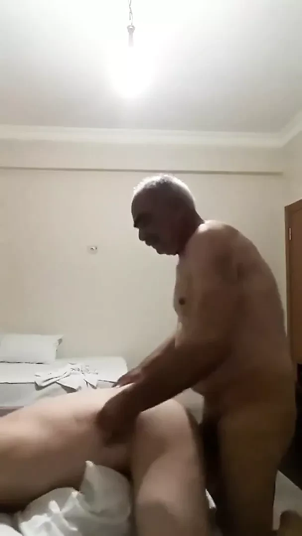 Grandpa fucking young guy doggy style
