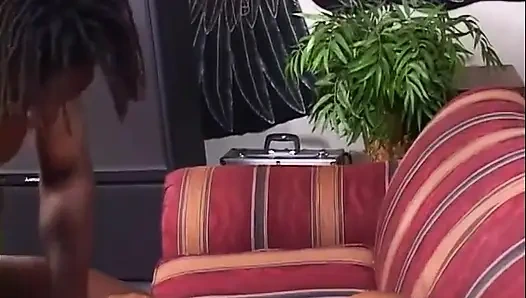 Chubby white girl with fat ass sucks and fucks two BBC guys