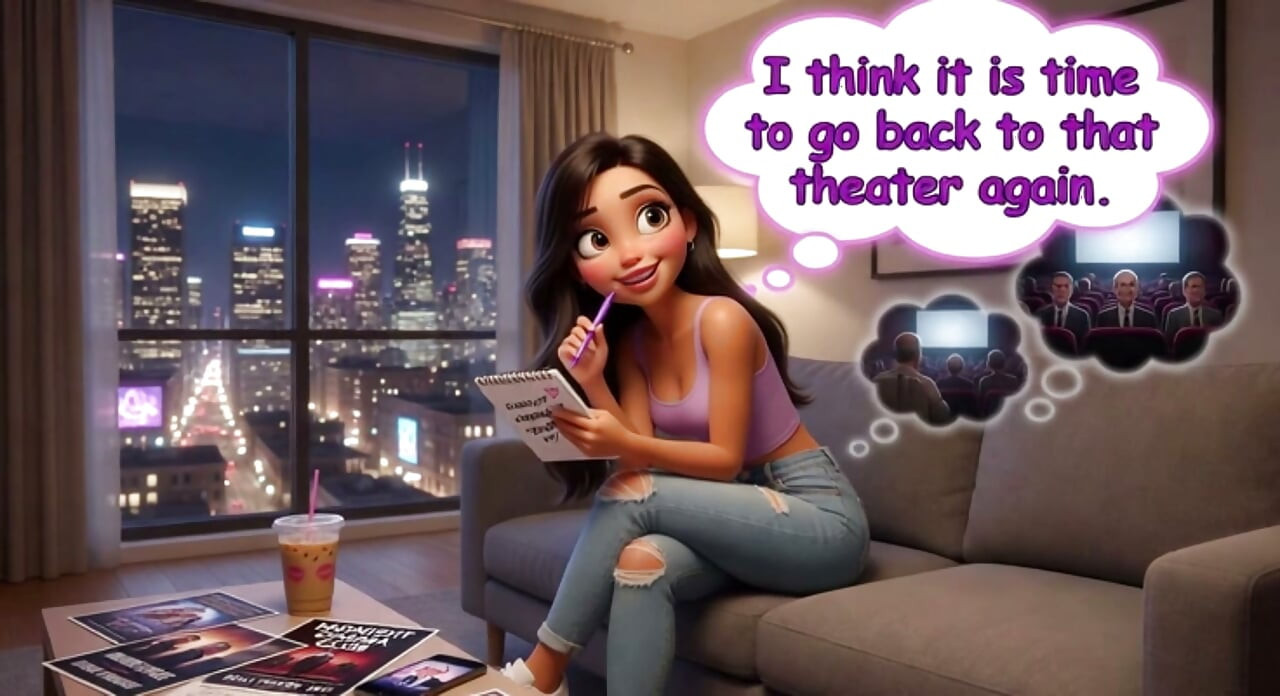 Stepdaughter Becomes the Virgin of the Porn Theater After Forbidden Desire for Stepfather (AI generated)