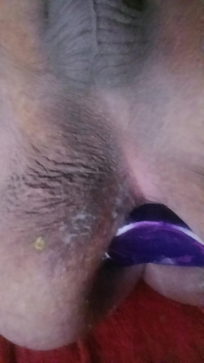 Fat ass trans slut pushes out huge toy
