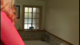 Group of dudes gets BJs and facializes dirty slut in pink lingerie