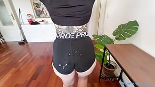 I finally give my brother-in-law a blowjob and he cums in my Nike pro