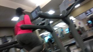Fat ass Ebony on Treadmill part2