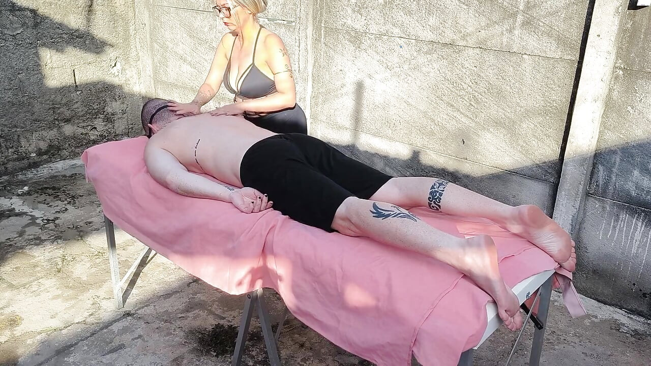 Nude Massage Outdoors with Hot Blonde