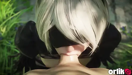 2b pantat besar anal cowgirl bercinta setelah blowjob ceroboh - nier automata porno 3d