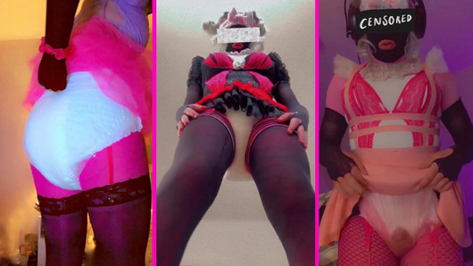 Windel Sissy Schlampe zeigt ihre geilen Outfits