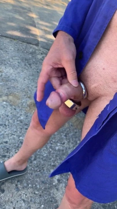 Cockring and Ballstretcher Cum on Farmroad