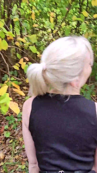 German Blonde Pisses Outdoors and Gets Fucked in Crotchless Pantyhose | Clip 1