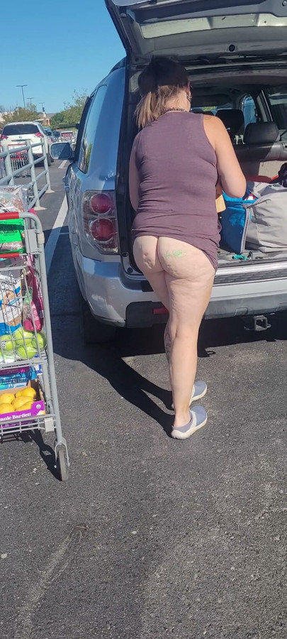 Milf Putting Away Groceries While Flashing People In The Parking Lot