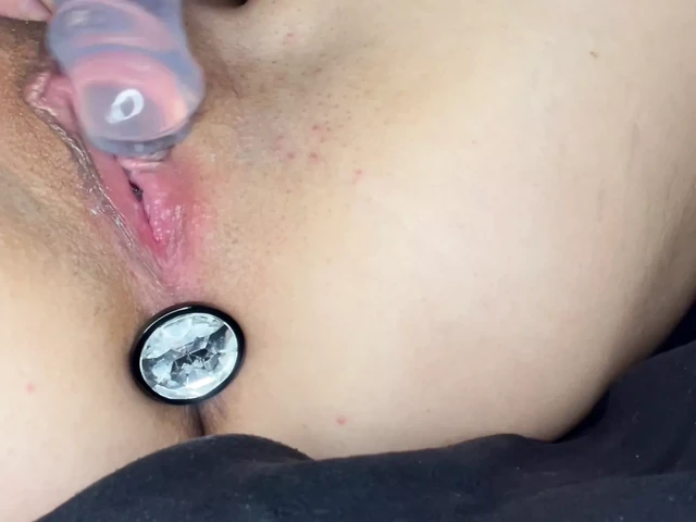 Amateur Has Fun Masturbating With Anal Plug and Dildo, Fucking Dildo and Anal Plug – German Slut