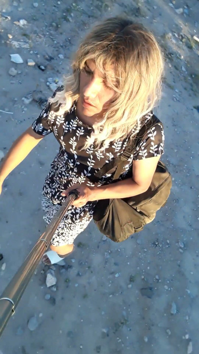 walks dressed as a woman in public cute trans with dress and high heels sexy anal plug | Clip 1