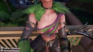 Tira dalle tette perfette di soul calibur rimbalza mentre cavalca