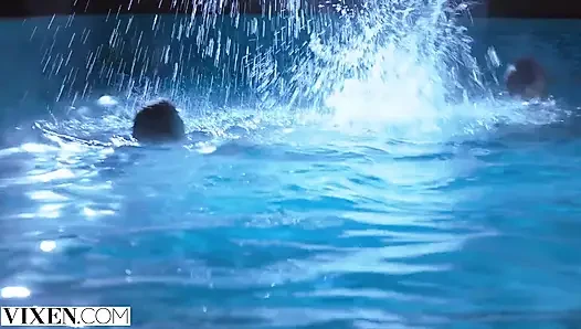 VIXEN - Janice Griffith and ivy wolfe sneak into backyard for nighttime pool fun