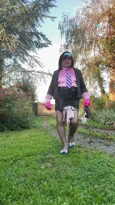 Dressed in a little black skirt for an evening out