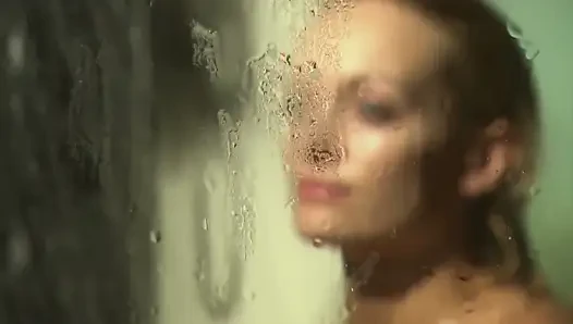 Blistering chic gets her shaved pussy bonked hard at their living room