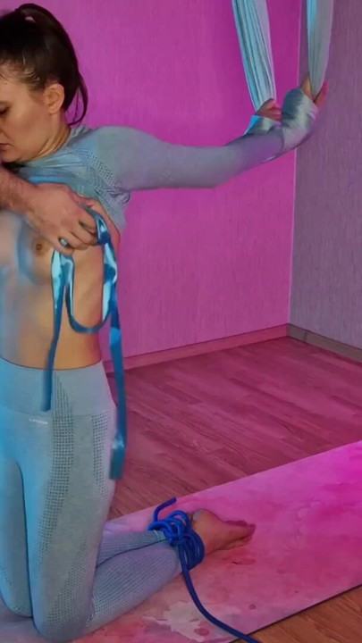 I tied her up and fucked her in the mouth tied up and upside down | Clip 1
