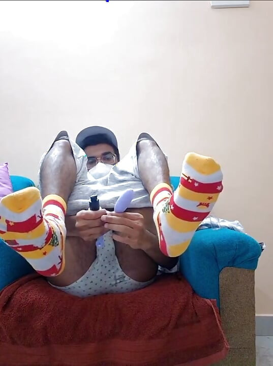 Desi handsome indian webcam anal toy fucks the piss out of him uncontrollably pissing in underwear and cumshot bottomless naked