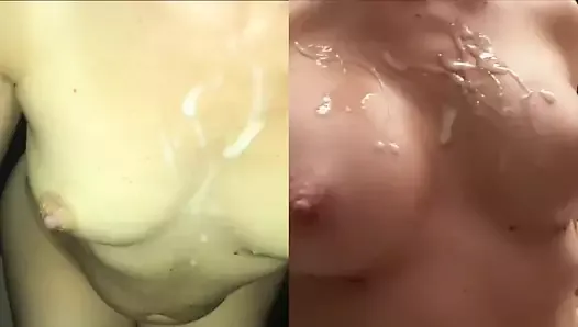 My Fake vs Real Tits Cumshot comparison