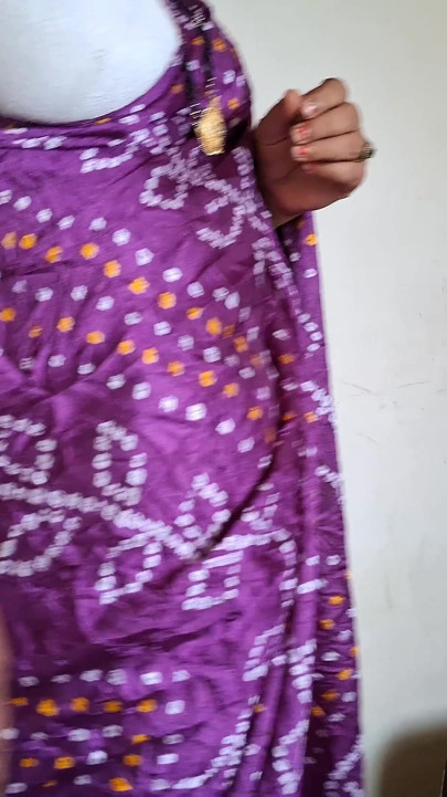 Purple Saree Love the Gujrati Bhabhi Feeling