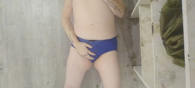 pissing in my blue jock