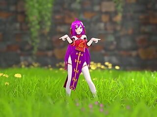 中国女孩模特 22 脱衣服跳舞 3D mmd 紫色头发颜色编辑 smixix