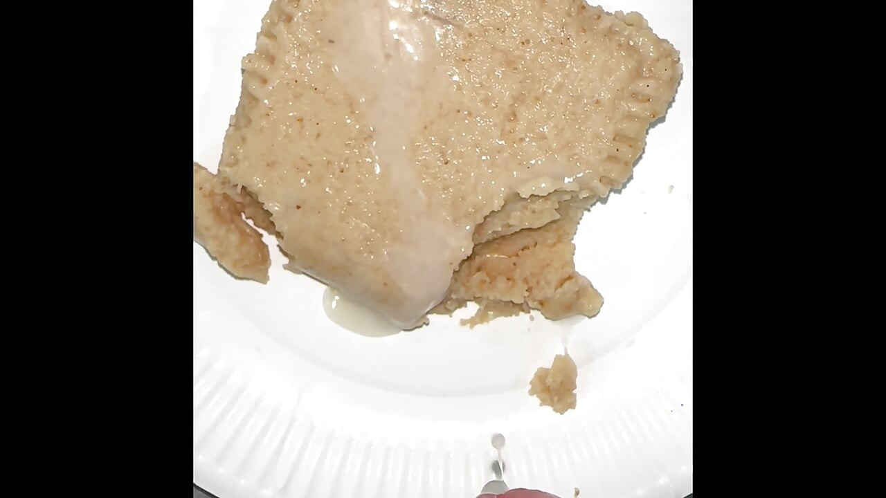 Jerk off with a mannequin's hands and cum on dessert