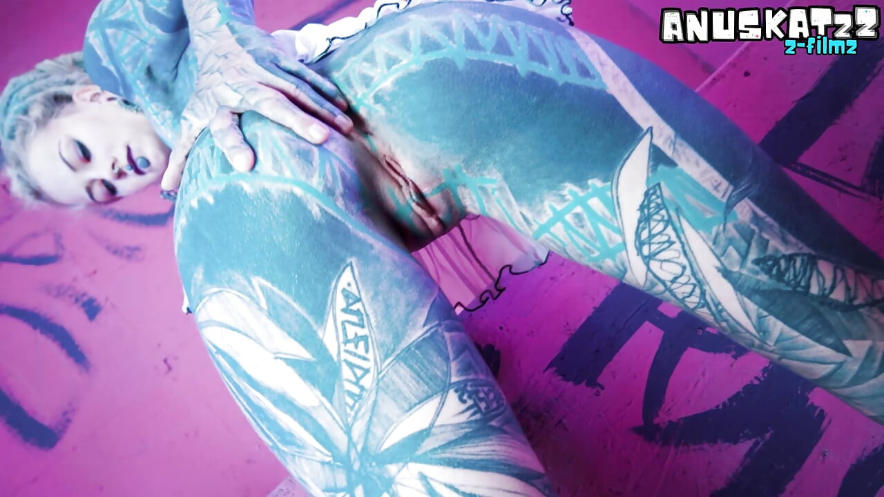 Dreadhead tattoo PORNSTAR ANAL fucked after dildo masturbation
