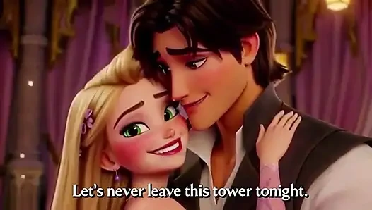 Rapunzel ve flynn binici fener kulesi tutkusu - romantik 3 boyutlu anime