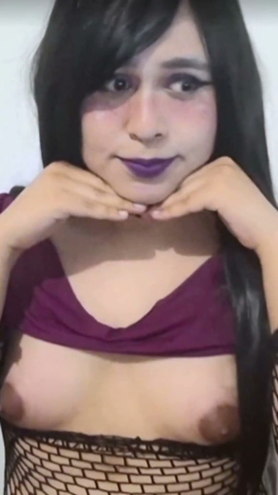 Full Version Cute Goth Trans Girl Making Ahegao and Licking Her Breast Milk After Lactating Her Tits with Milking Machine