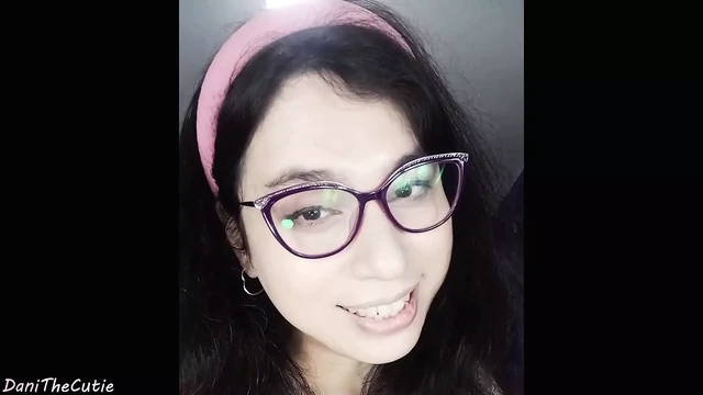 cute tgirl DaniTheCutie tries holding in a dildo but it falls off too quickly